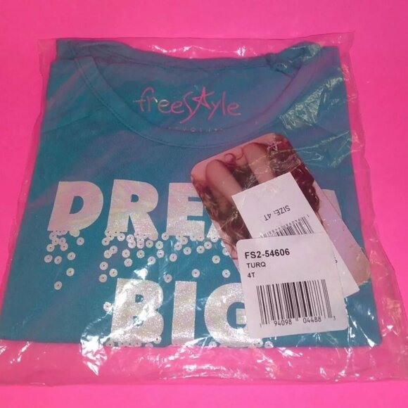 Freestyle Revolution Girls' Dream Big Long Sleeve Top TURQUOISE SIZE 4T SEALED - Picture 2 of 5